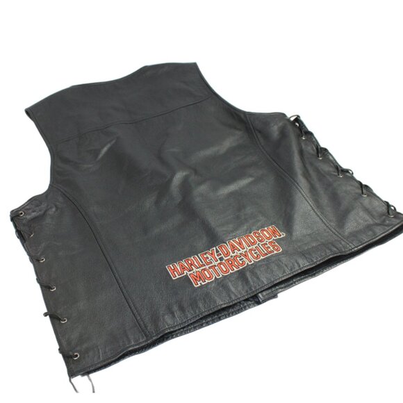 Harley Davidson Pathway Side lace Black Leather Vest, Size XL - Picture 6 of 9